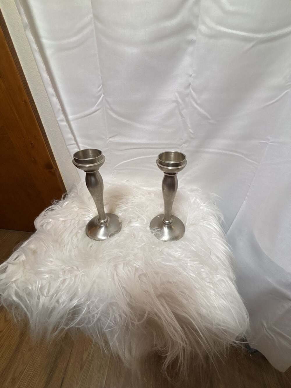 The Bombay Company Pewter Candlestick Holders Set of 2 Brushed Finish